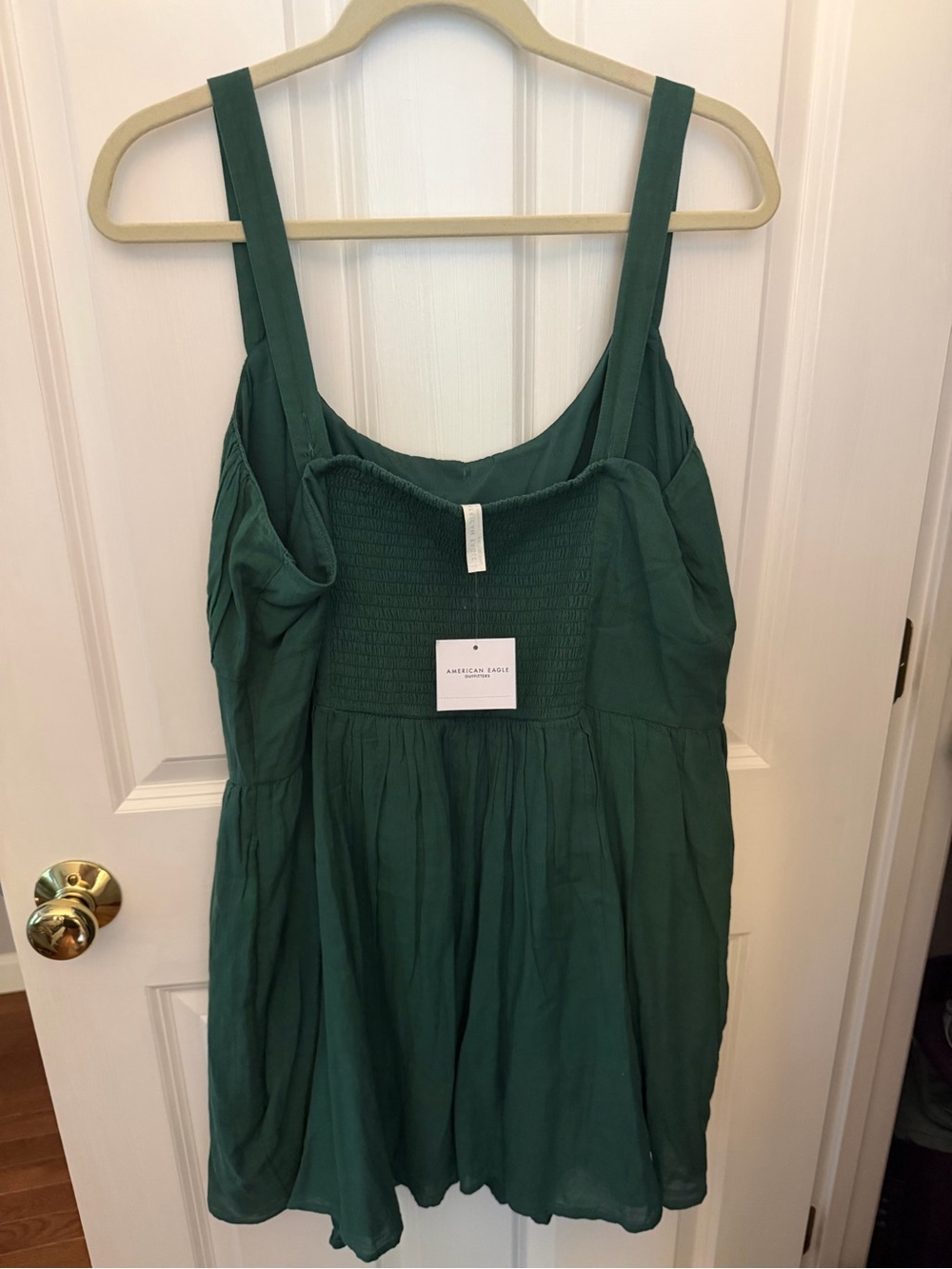 American Eagle Outfitters Deep Green Smocked Strapless Dress - Picture 3 of 5